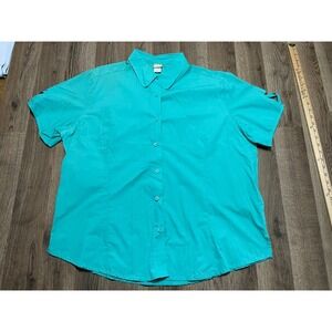 BocaBay Shirt, Women's Size XX, Teal, Button Up, Open Slit on Sleeves